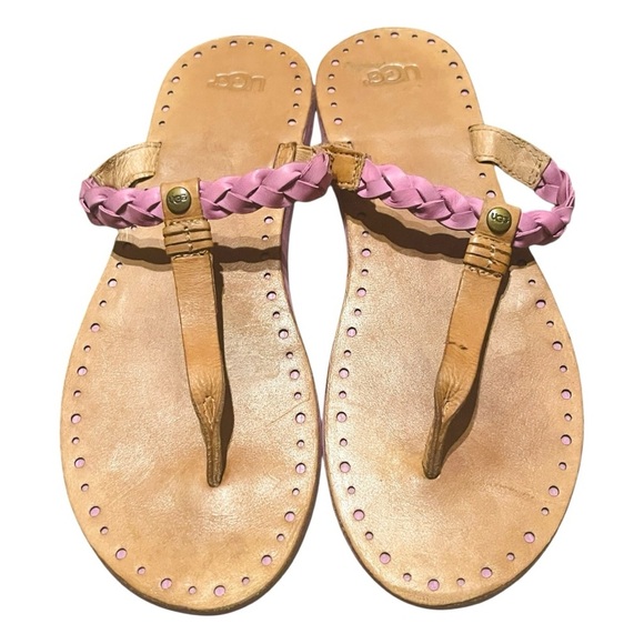 UGG Shoes - UGG Red and Tan Braided Sandals Size 9